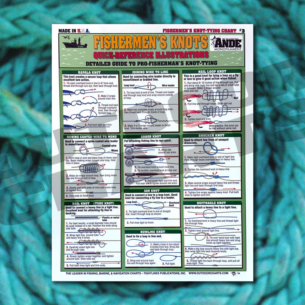 Quick Reference Fishing Knots 3 Waterproof Guide to 18 Essential Fi