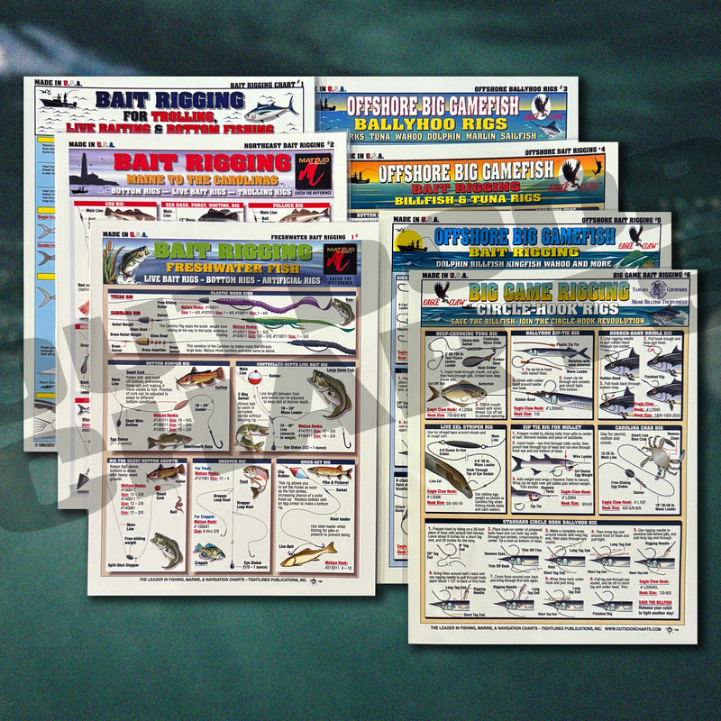 Fishermen's Bait Rigging Set #1-7 - Waterproof Quick Reference Guide ...