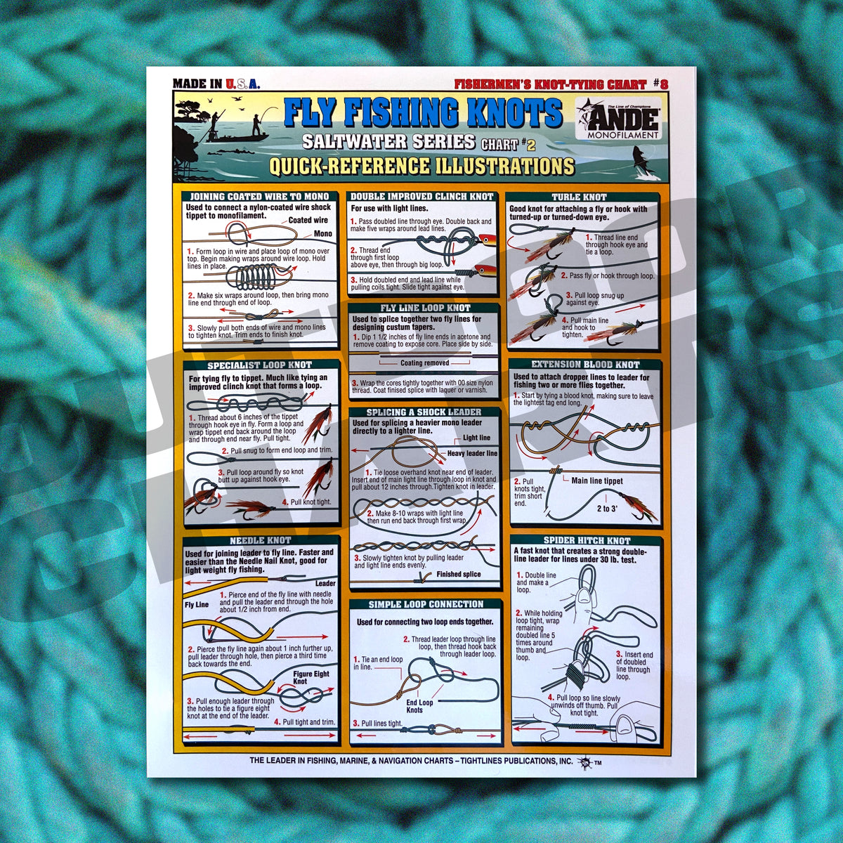 Fish Chart Pattern Fly Fishing Knots #8 (Saltwater Series #2) - Waterproof Guide to 17 Es ...
