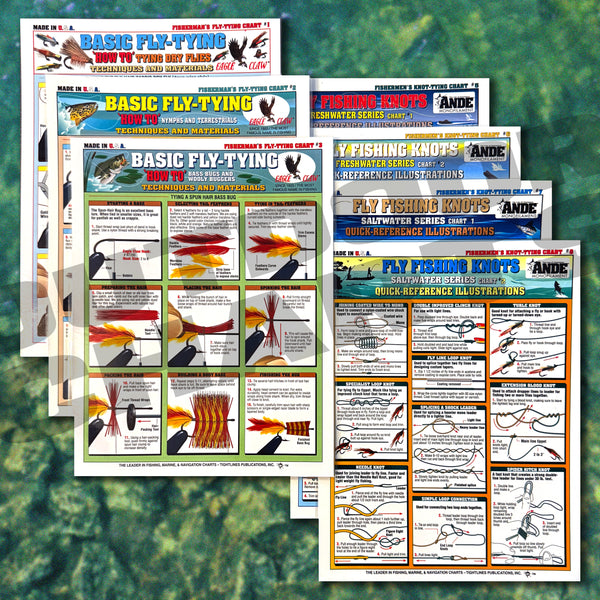Basic Fly Tying #1-3 & Fly Fishing Knots #5-8 Chart Set – Outdoor