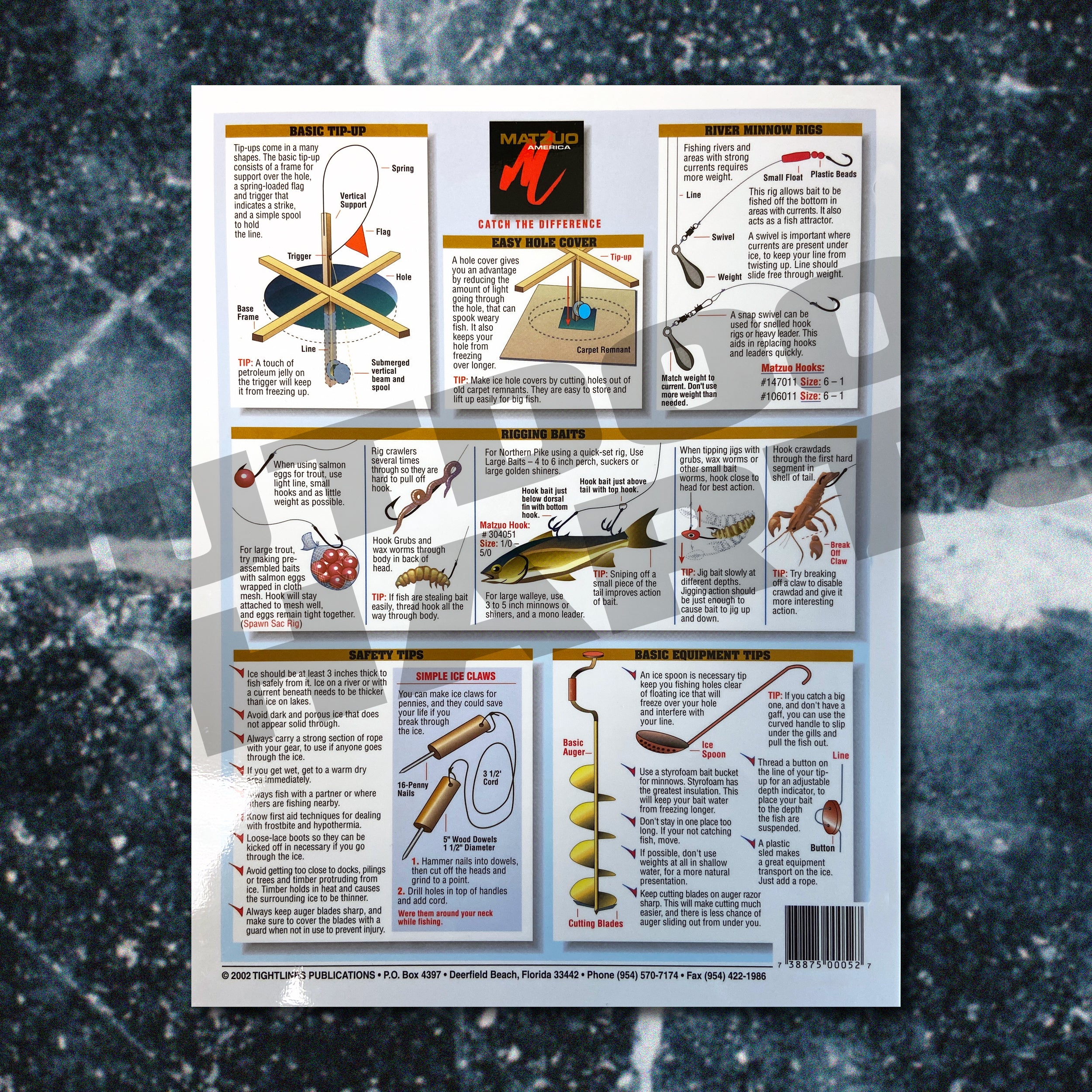Fish Rigging Chart Ice Fishing Chart #14 (Rigs, Baits, Safety & Techniques)- Waterproof Q ...