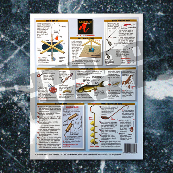 Fishing Methods Chart Ice Fishing Chart #14 (Rigs, Baits, Safety & Techniques)- Waterproof Q ...