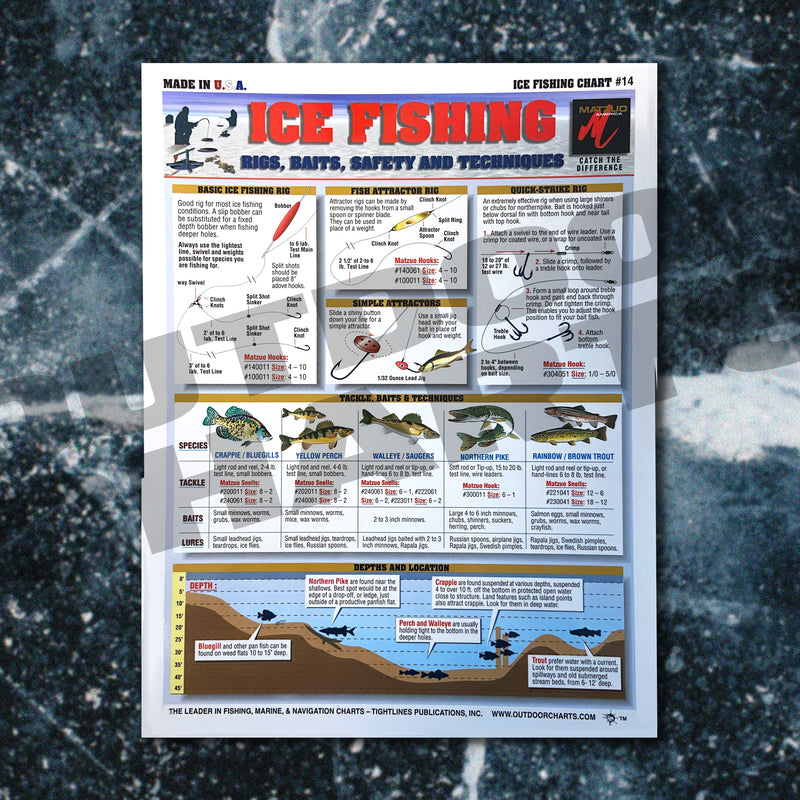 Ice Fishing Chart #14 (Rigs, Baits, Safety & Techniques)- Waterproof Q ...
